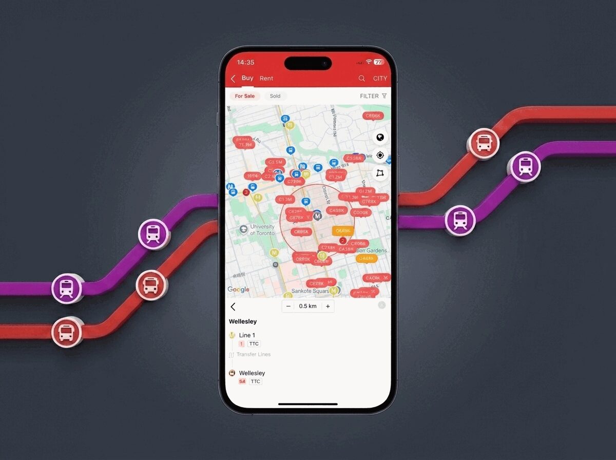 Commute-Based Search Along Transit Lines