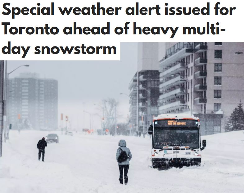 多伦多30㎝暴雪警报：连下47小时！