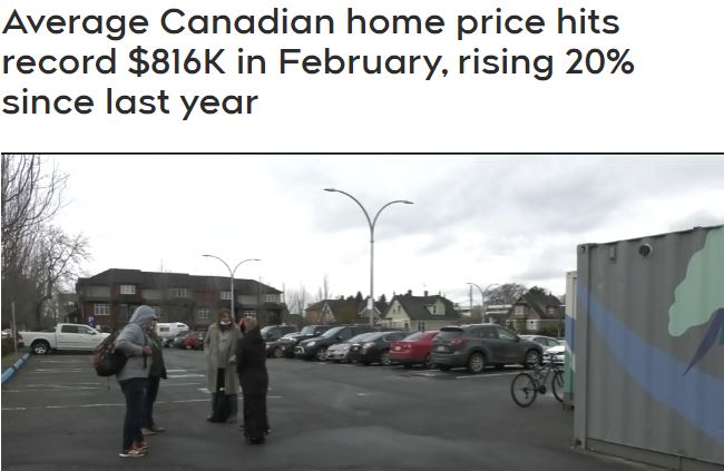 加拿大2月平均房价$81.6万破纪录，涨幅超20%