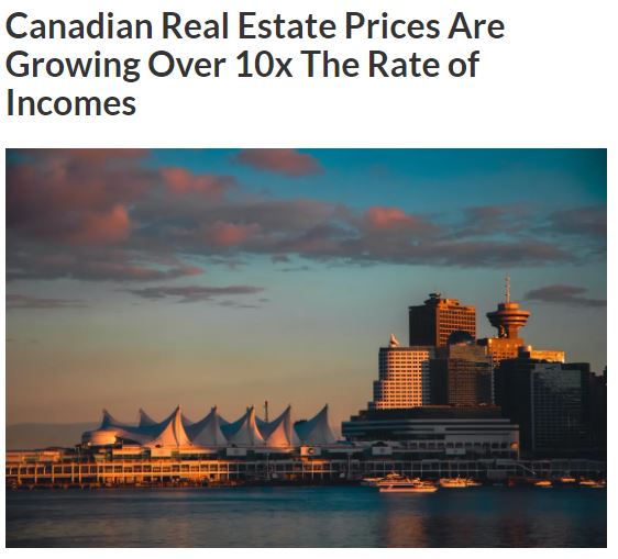 美联储：加拿大房价增长是收入的10倍