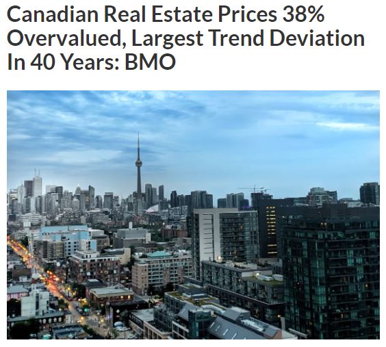 BMO：加拿大房价被高估38%