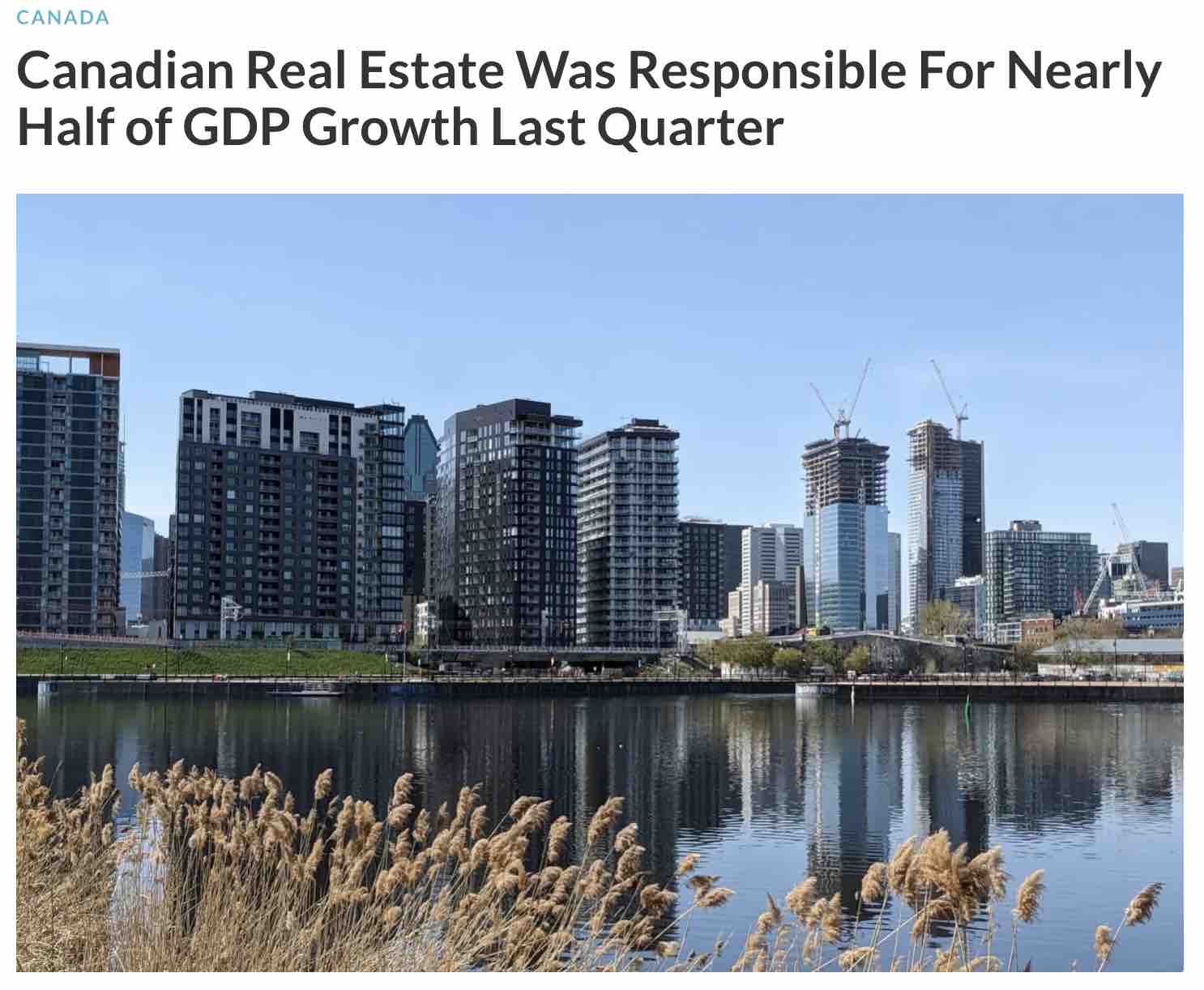 统计局：加拿大GDP增长中，近一半来自房地产