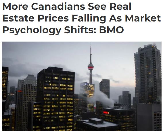 BMO：房价下跌，更多加拿大人持悲观情绪