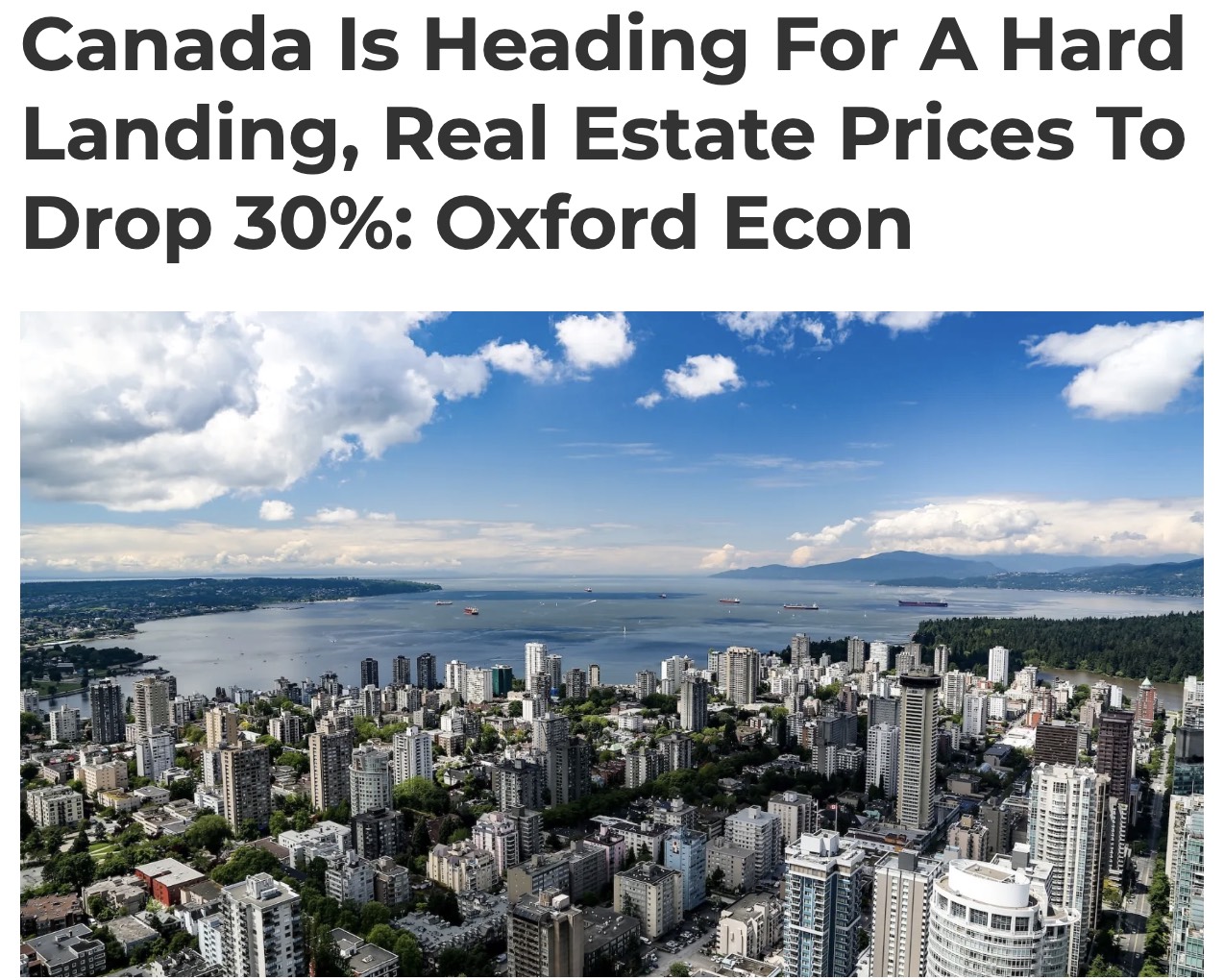牛津经济研究院警告：加拿大房价将暴跌30%