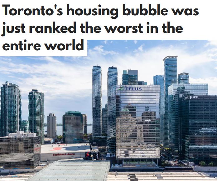 瑞银：多伦多房市泡沫全球第一