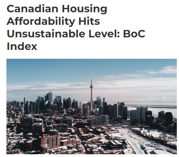 加拿大住房负担能力降至32年来最差水平