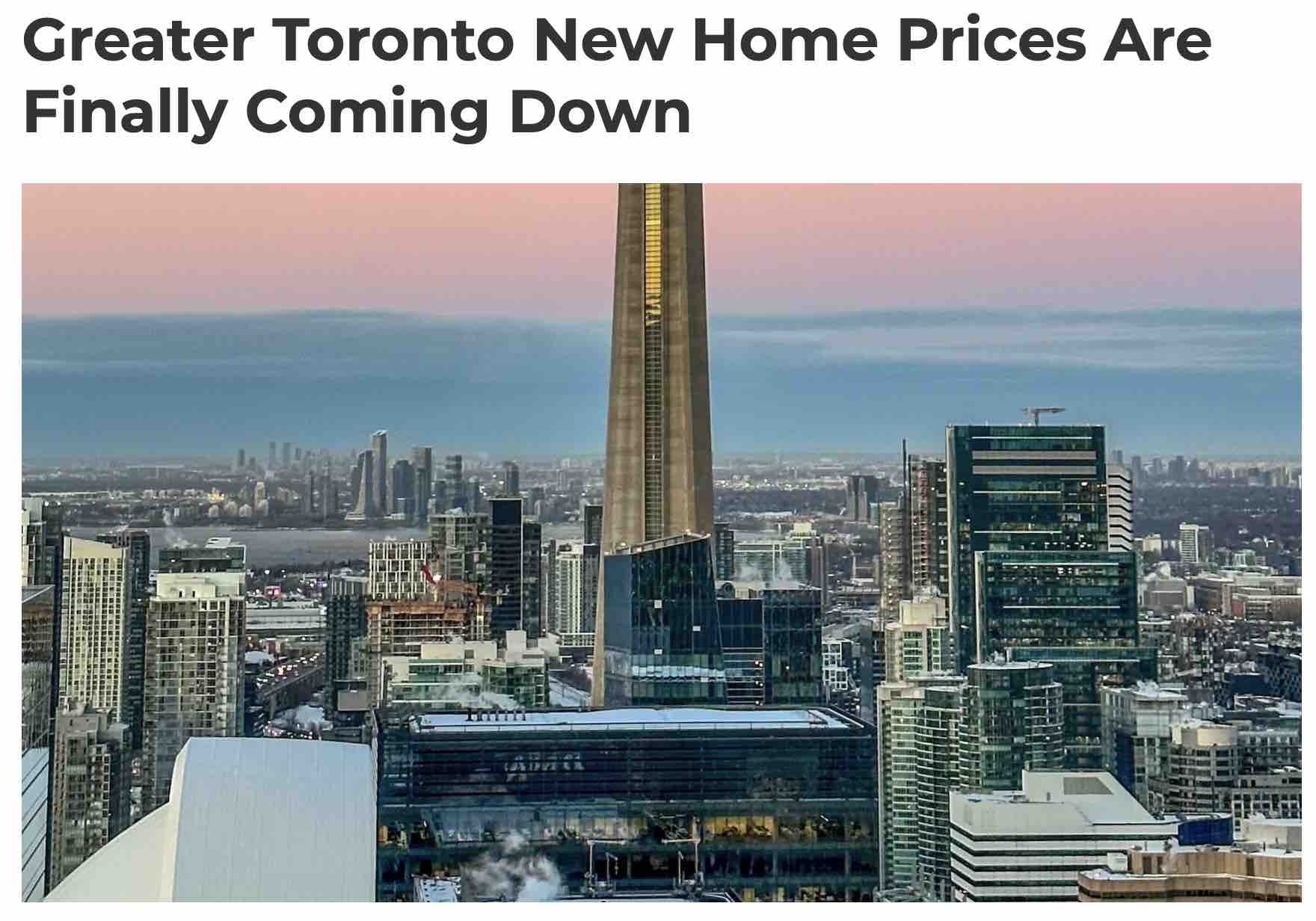 大多伦多新房房价终于下跌，2月份多伦多只卖出一套新房