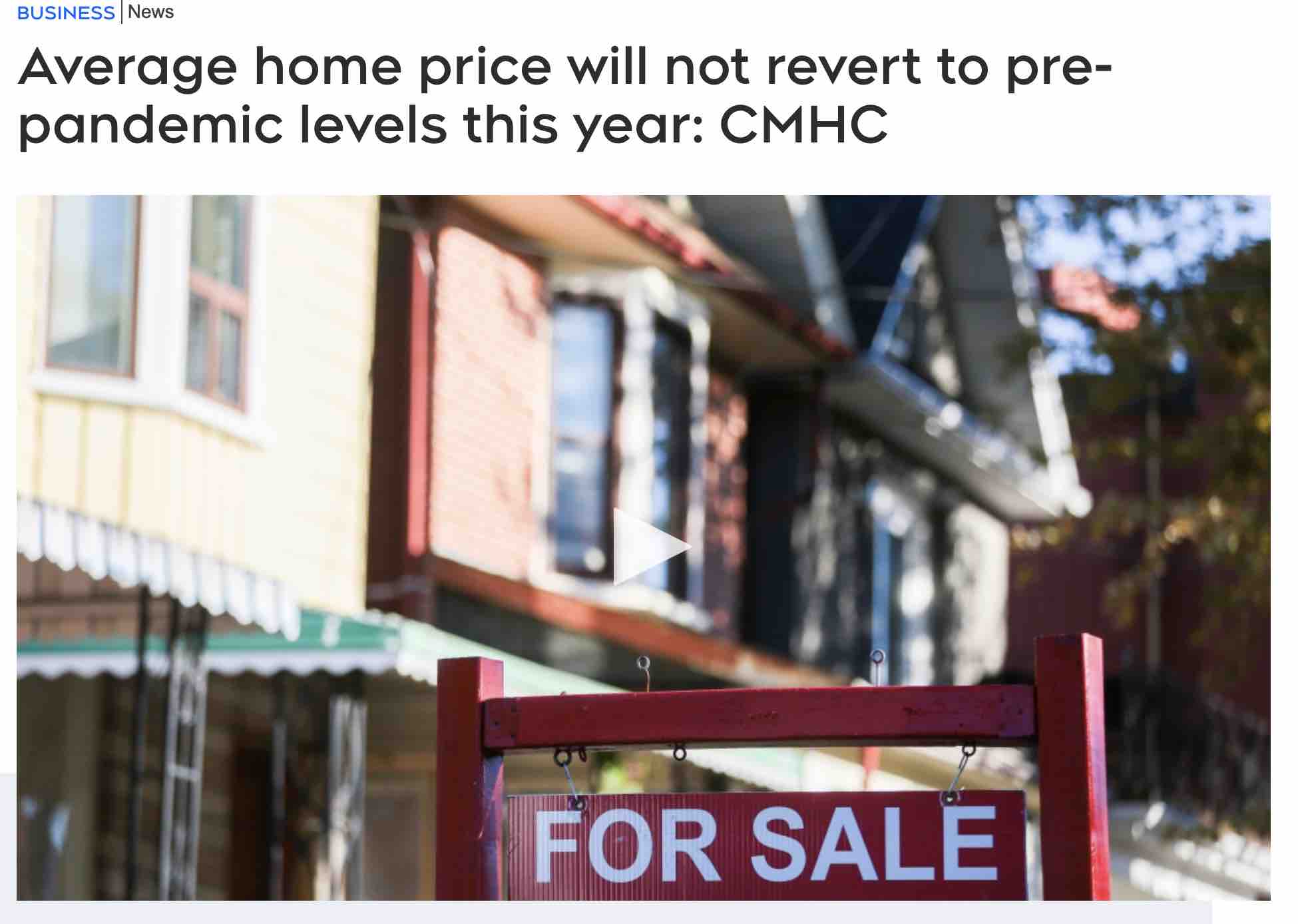 CMHC：今年内房价不会恢复到大流行前的水平，租金的负担能力都将恶化