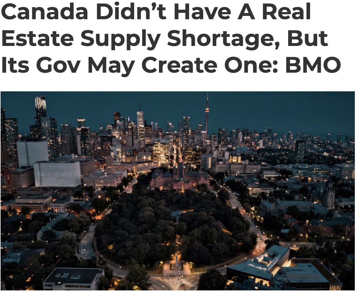 BMO：加拿大房市并非供应短缺，而是需求过多