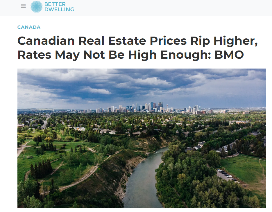 加拿大房价一个月上涨17,000加元，BMO：利率不够高