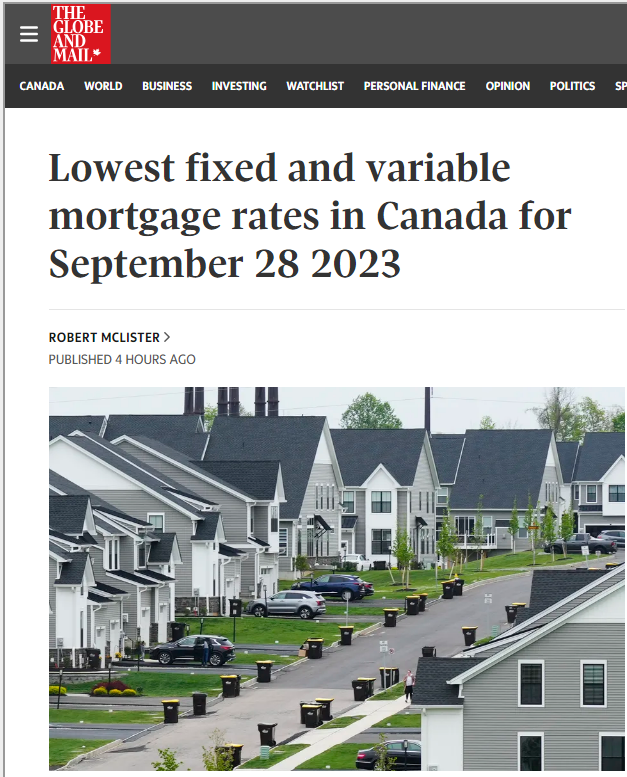 9月29日加拿大最低贷款利率汇总