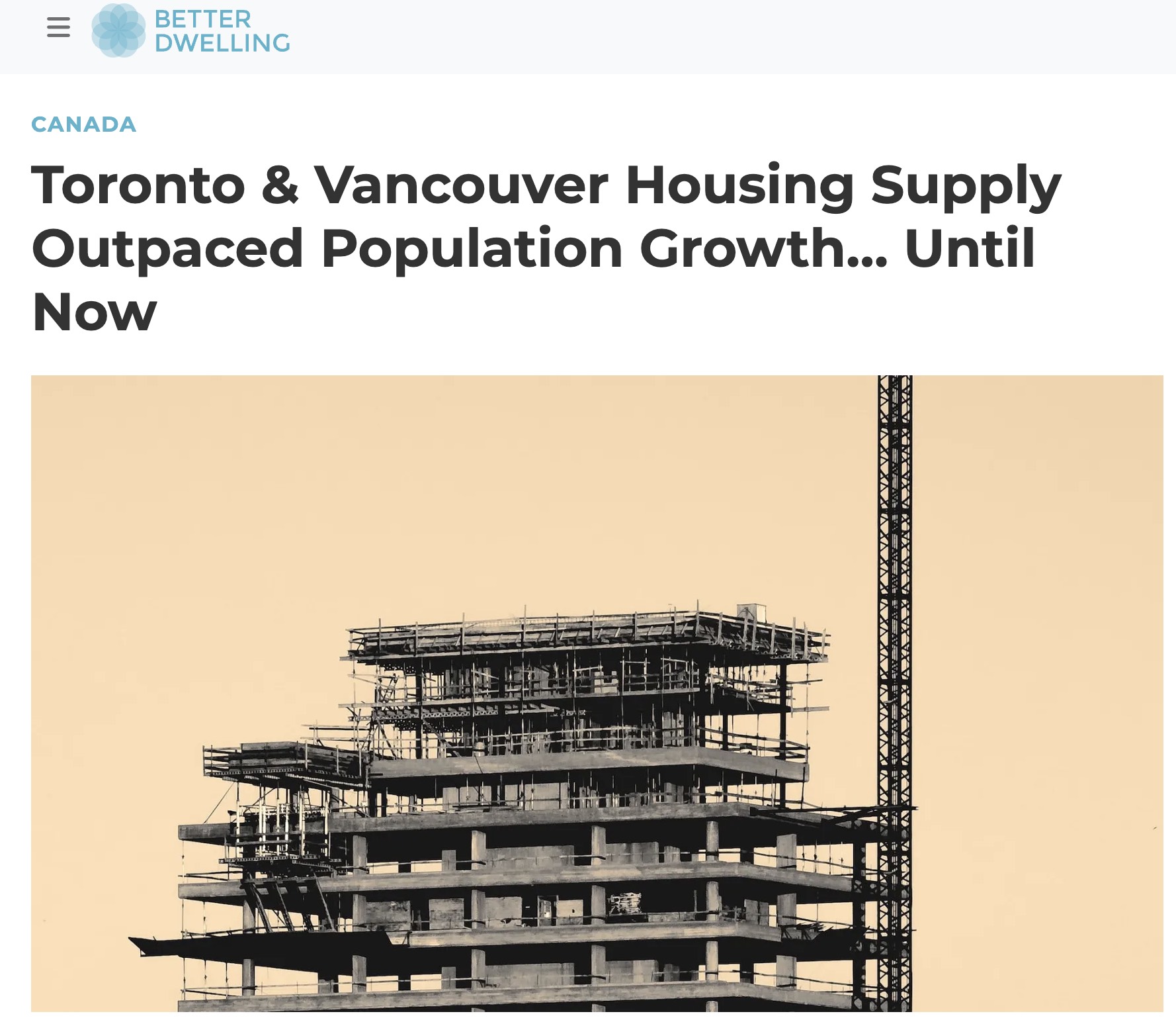 加拿大统计局：2022年新建住房落后于人口增长