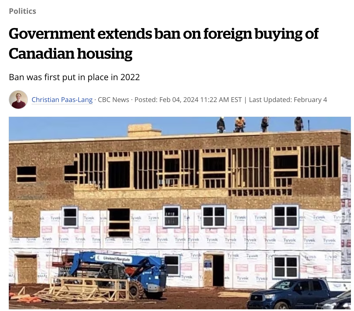 加拿大财政部长宣布延长外国买家购房禁令至2027年初