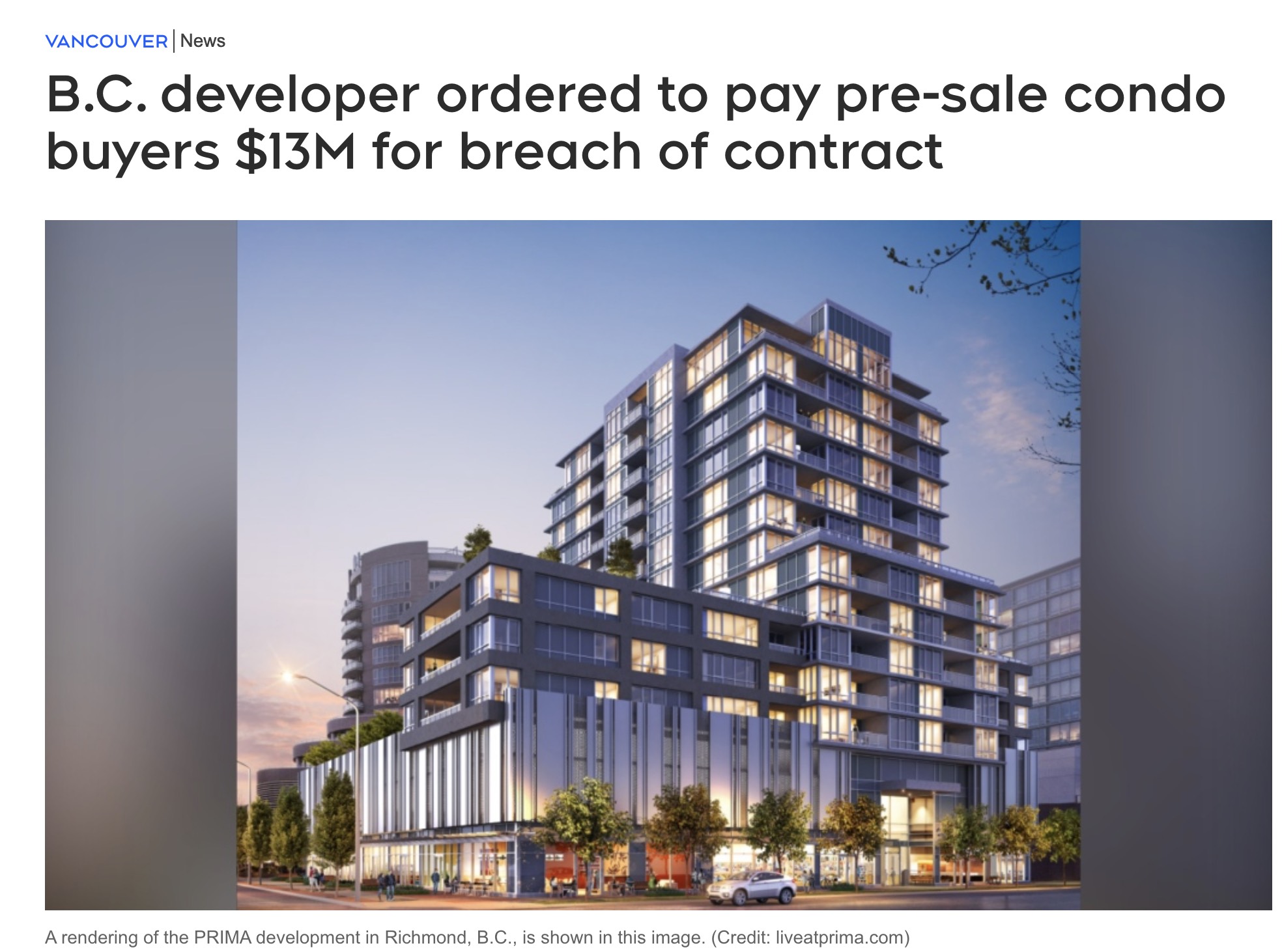 终止合同后改高价转售楼花：法院裁定BC省知名开发商赔偿买家$1300万元！