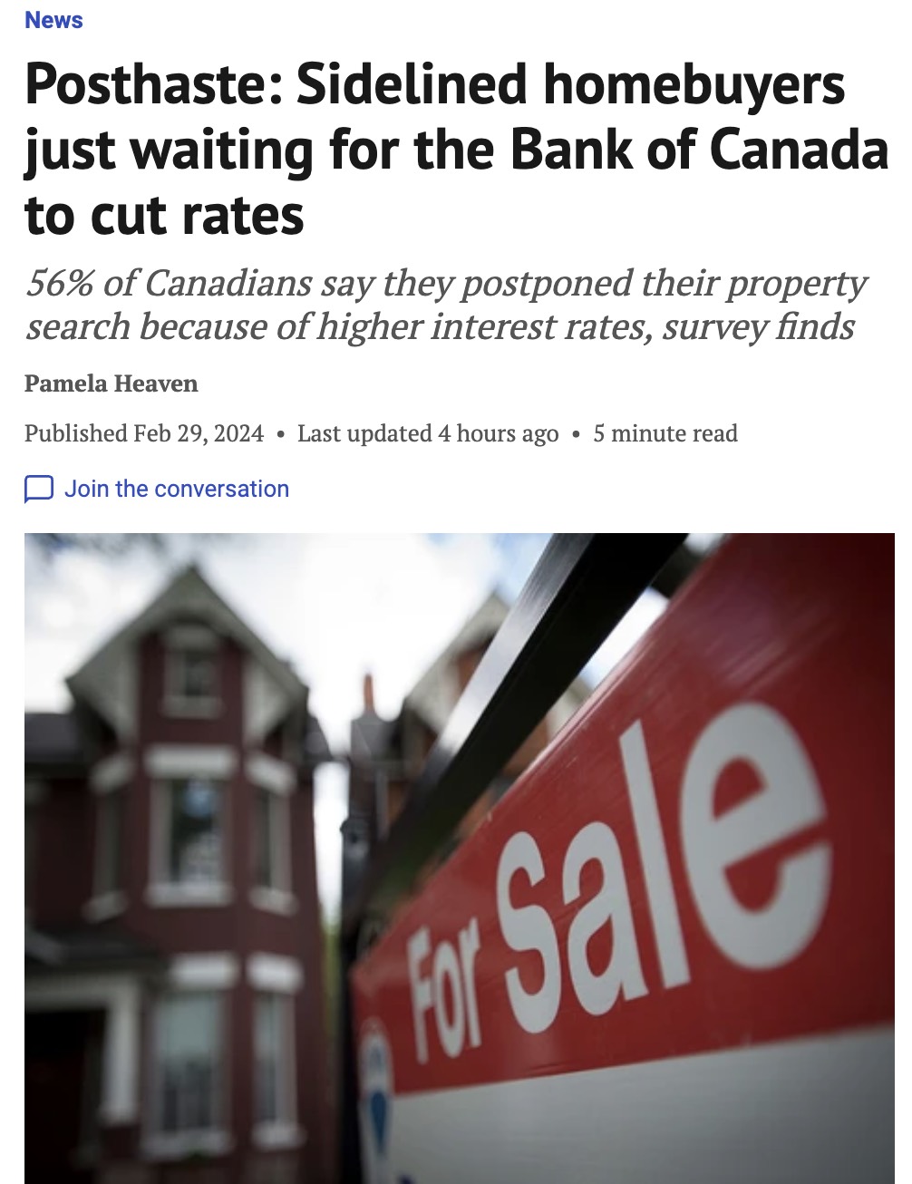最新民调：51%加拿大人称若利率降低将考虑重返房市