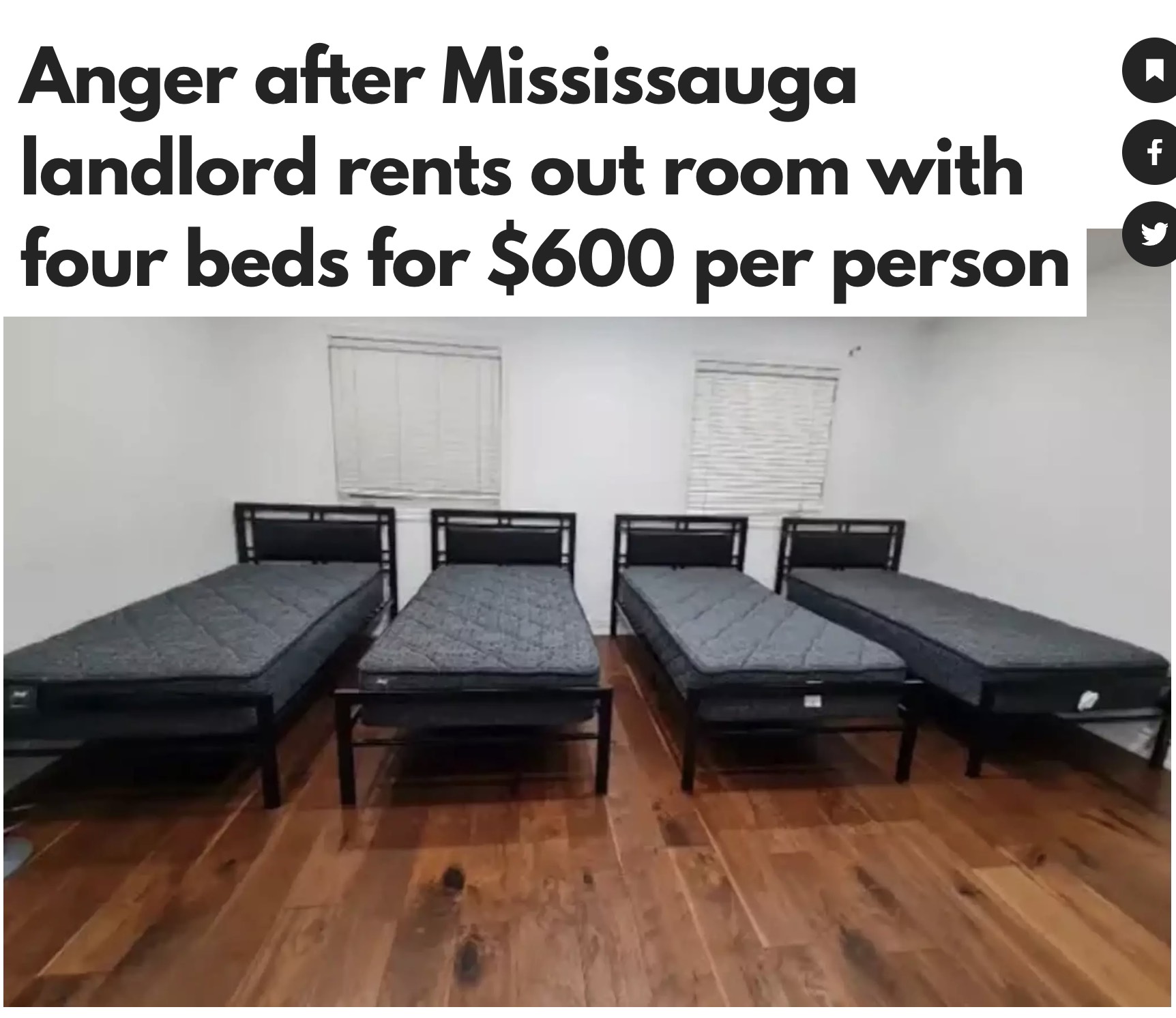 新型“监狱”住房：一个房间四个床位，每个床位月租$600元！