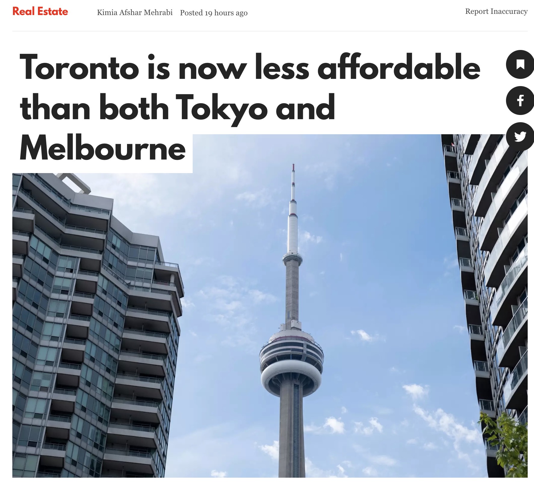 全球平均房价排名：多伦多仅次温哥华，远超纽约、东京等大城市