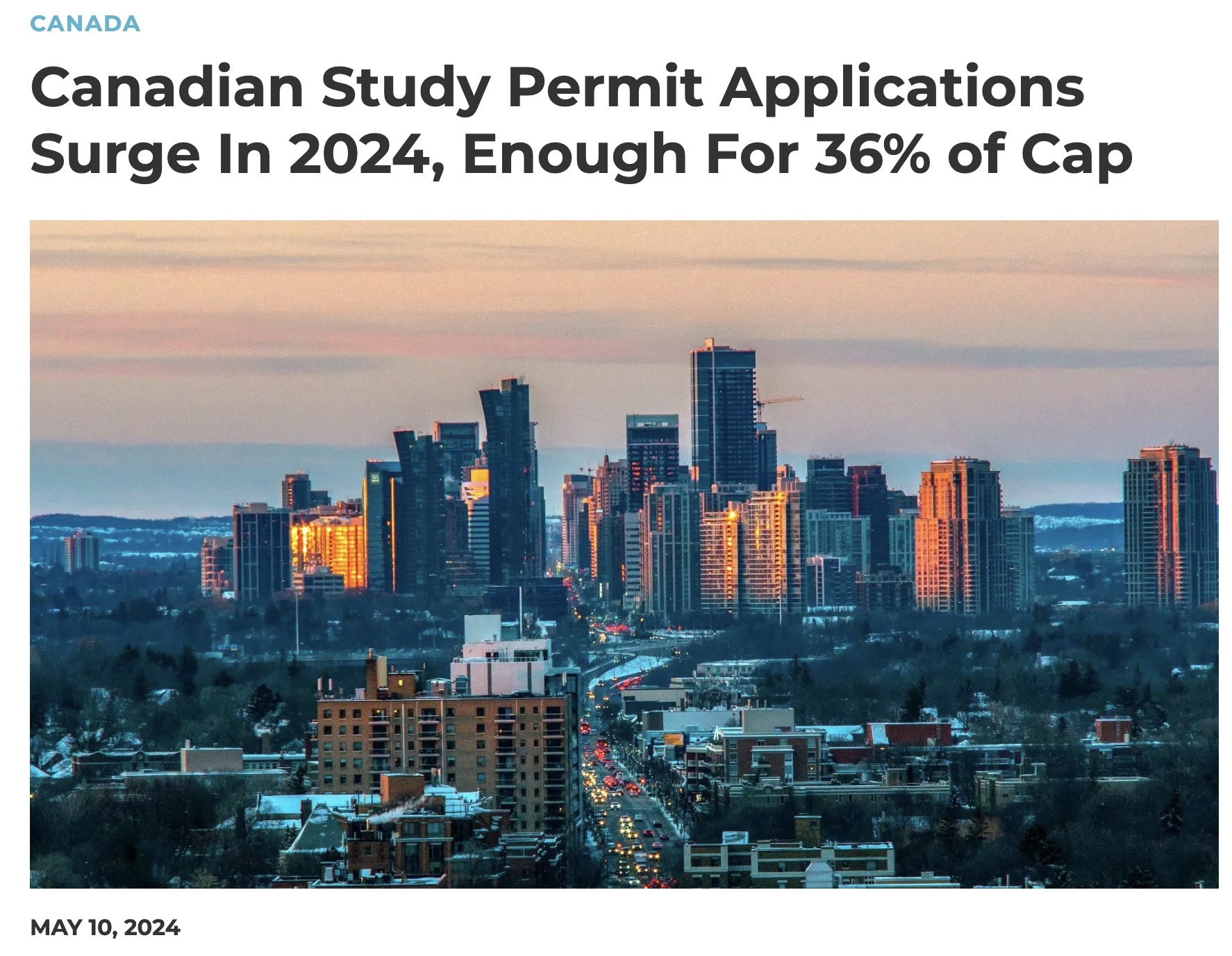 2024年初加拿大学签申请数量激增，至2月已高达6万份