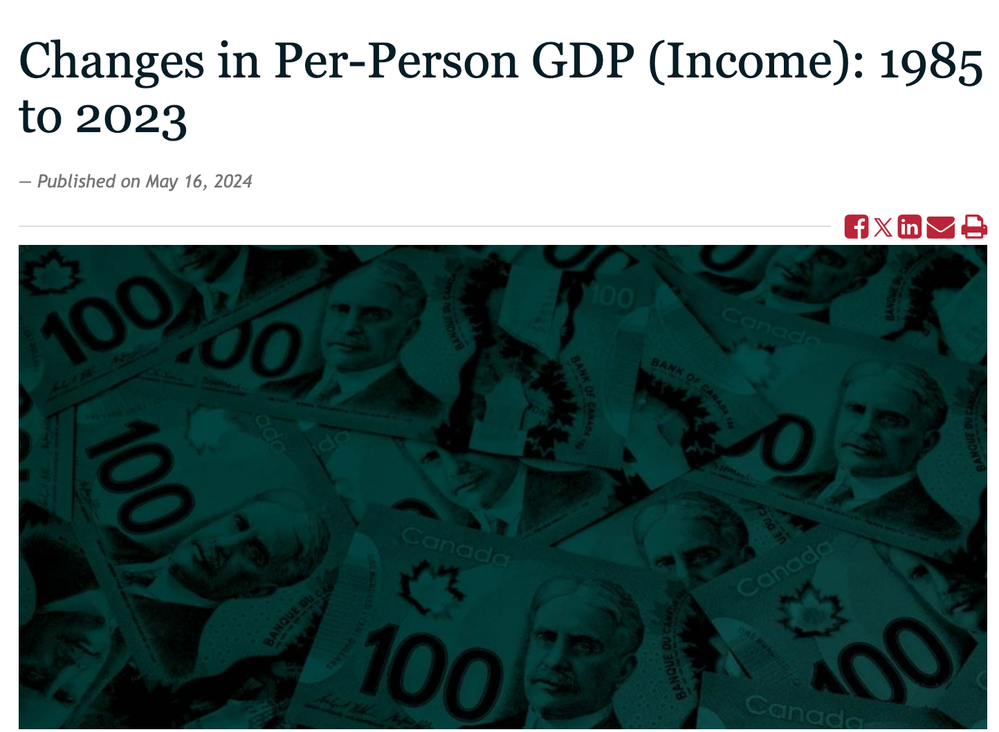 加拿大人均GDP连续5年下降，近40年来第三大降幅
