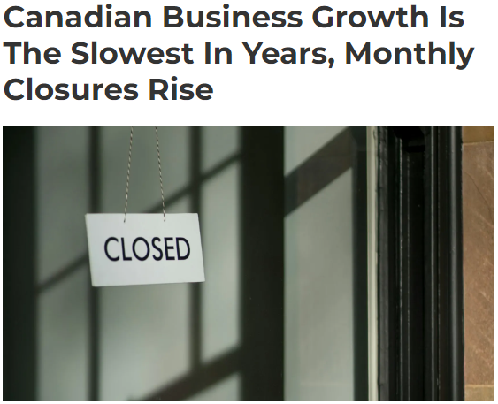 加拿大商业环境受挫：人口增长18倍于企业，企业倒闭增加
